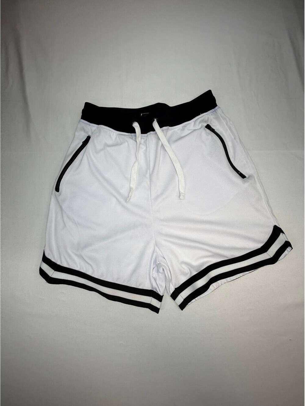 SLAnted Men's Athletic Shorts Elastic Waist Drawstring Pockets Size Small White